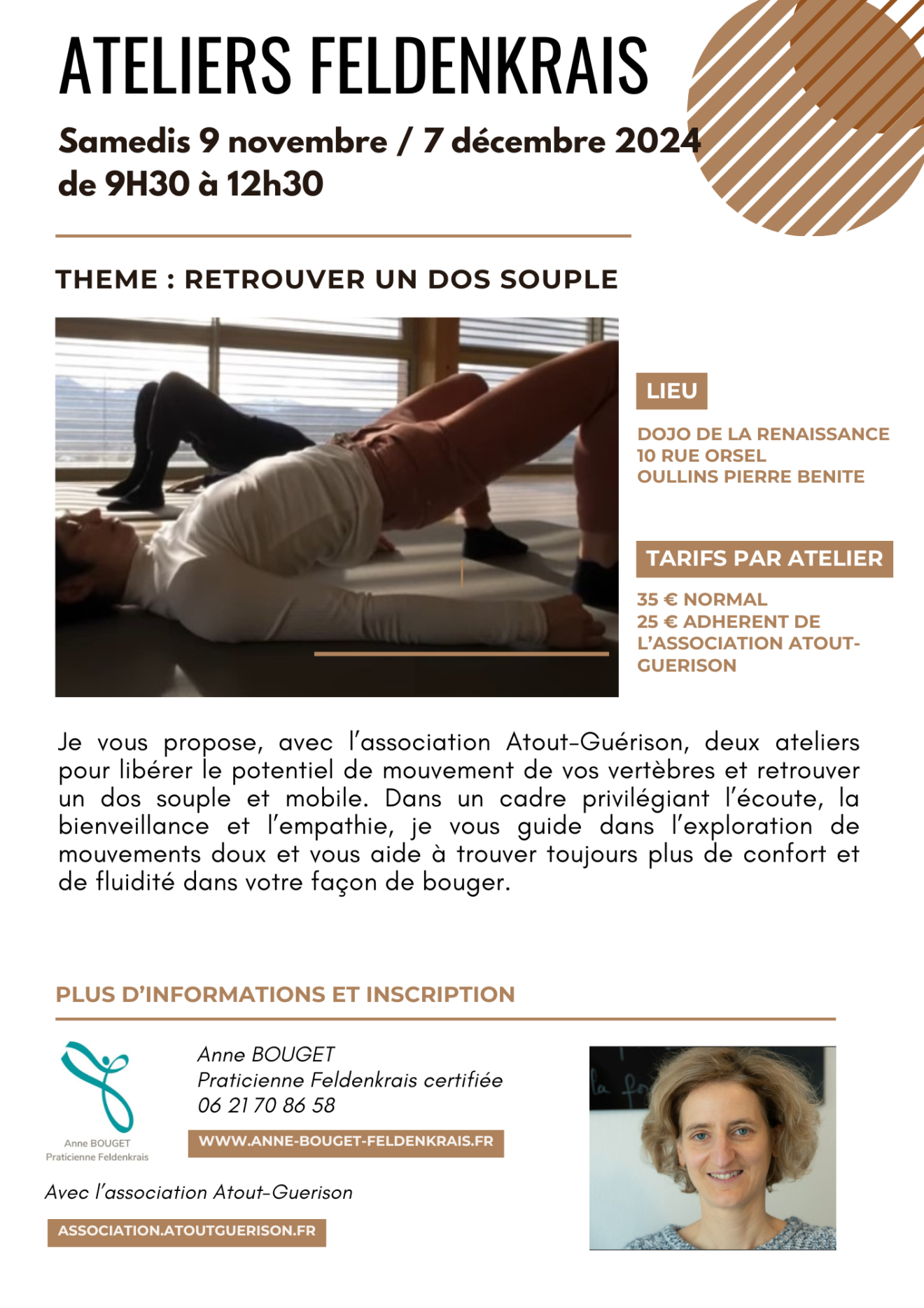 Flyer Ateliers Feldenkrais 2024.